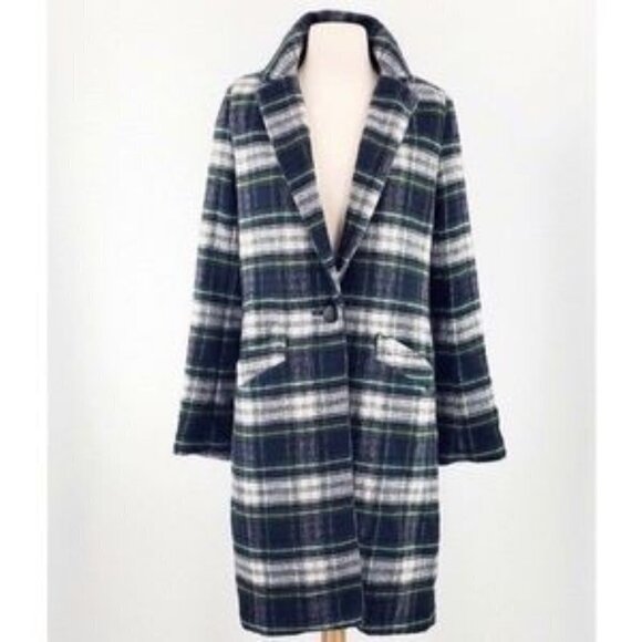 Rachel Zoe Plaid/Tartan Wool Blend Statement Coat/Pea Coat Women's Size Small - Picture 1 of 11